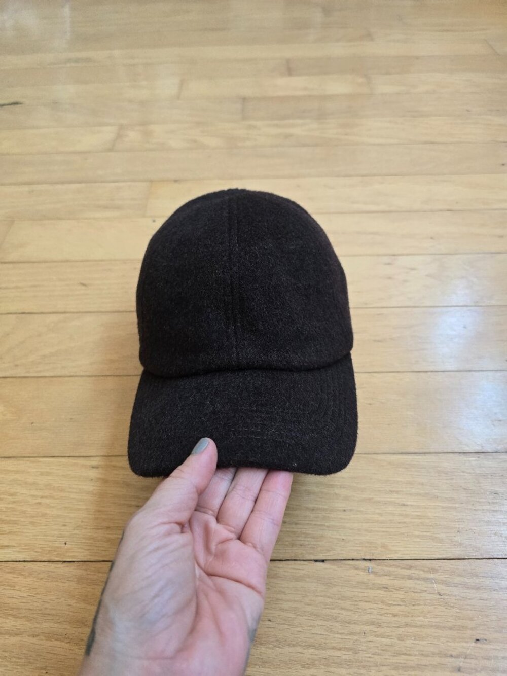 Gap | Dark Brown Wool Blend Minimalist Unstructured Strapback Dad Cap